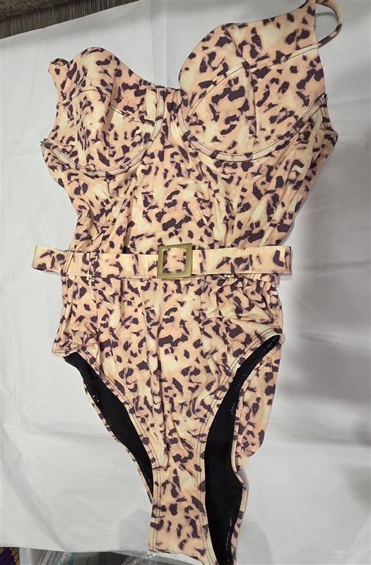 NWOTD We Wore What Tortoiseshell L Belted Underwired One-Piece Swimsuit 133291
