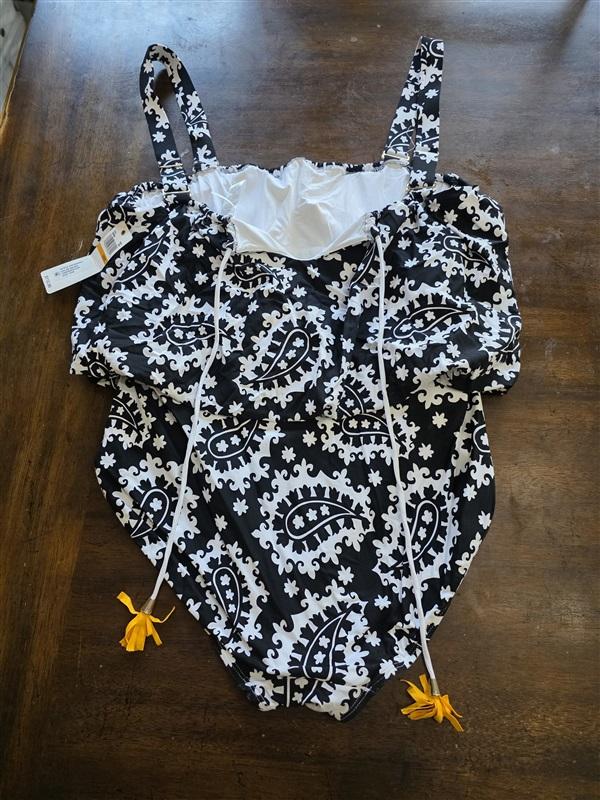Anne Cole 18W RIVIERA PAISLEY Blouson Strapless 1PC Swimsuit 133293