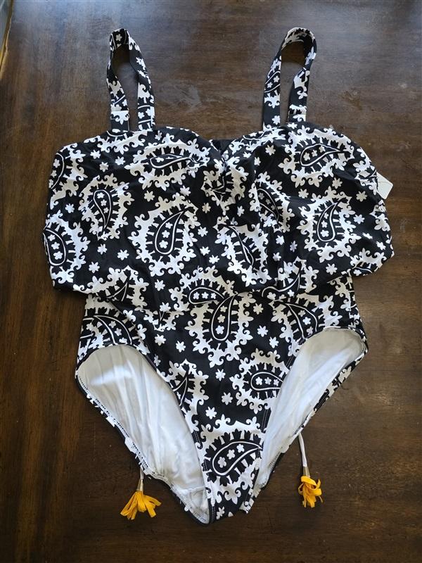 Anne Cole 18W RIVIERA PAISLEY Blouson Strapless 1PC Swimsuit 133293