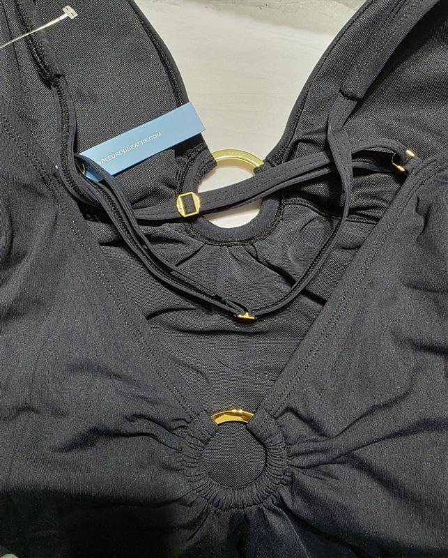 NWOT Bleu by Rod Beattie 14 Mio Ring Cross back 1PC Black Swimsuit 133294