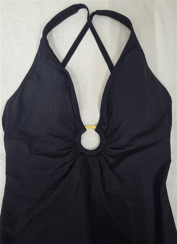 NWOT Bleu by Rod Beattie 14 Mio Ring Cross back 1PC Black Swimsuit 133294