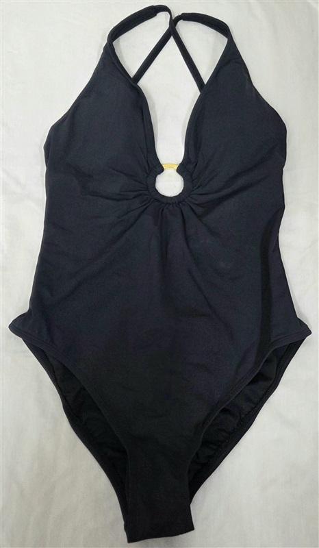 NWOT Bleu by Rod Beattie 14 Mio Ring Cross back 1PC Black Swimsuit 133294