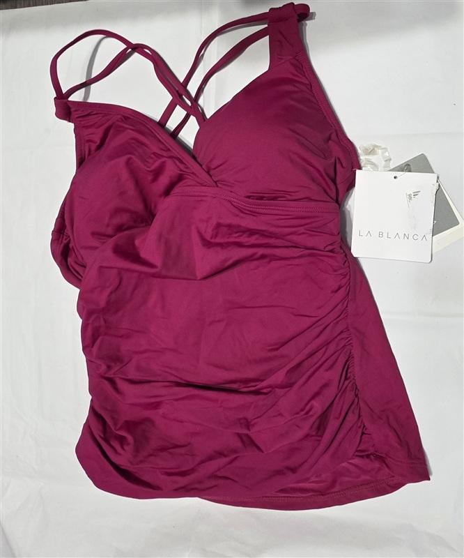 NWT La Blanca 6 Island Goddess Wine Tankini Swim Top Underwire 133295