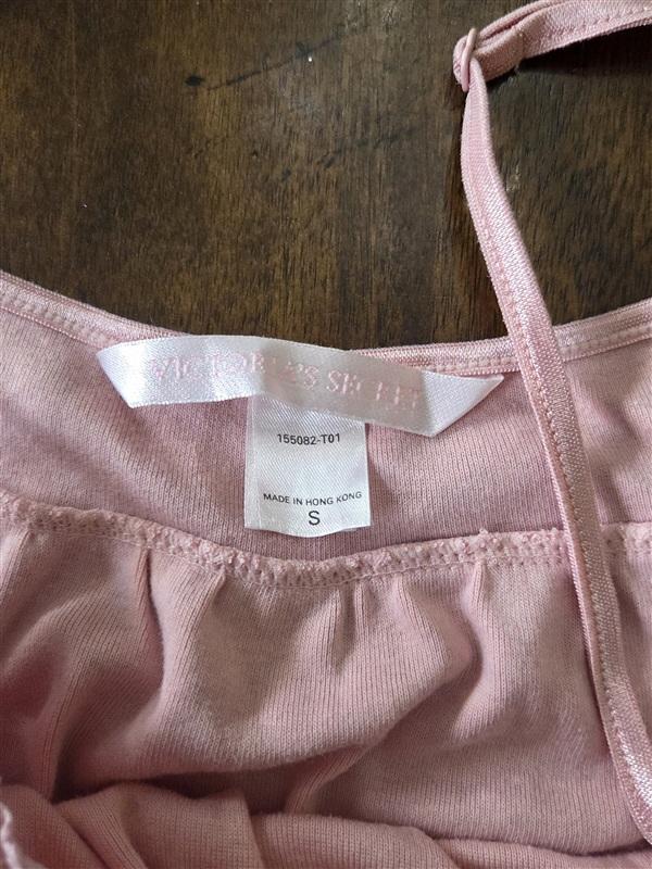 PO Victoria's Secret S Y2K Chemise Cotton Pink Ribbon Tank Gown 133298