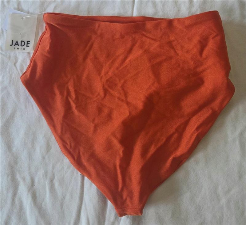 NWT Jade Swim XS Bound High Waist Orange Sheen Bikini Bottom 133309