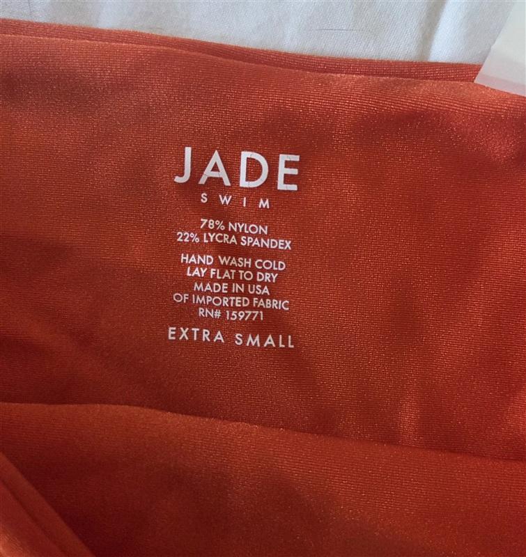 NWT Jade Swim XS Bound High Waist Orange Sheen Bikini Bottom 133309