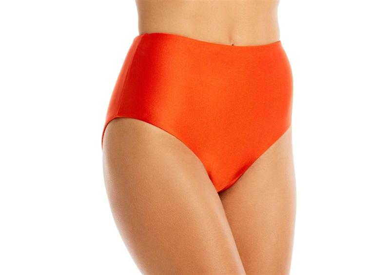 NWT Jade Swim XS Bound High Waist Orange Sheen Bikini Bottom 133309