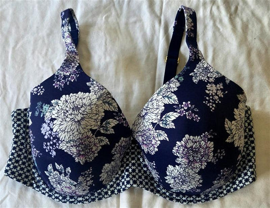 NWOT Soma 40DDD Embraceable Full Coverage Underwire Bra Blue Floral 133316