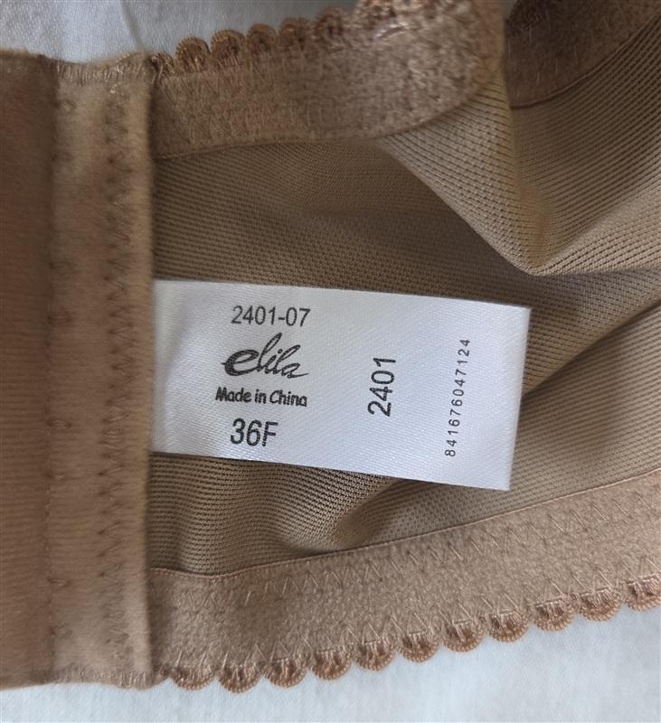 NWT Elila 36F Embroidered Microfiber Underwire Bra 2401 Beige 133330
