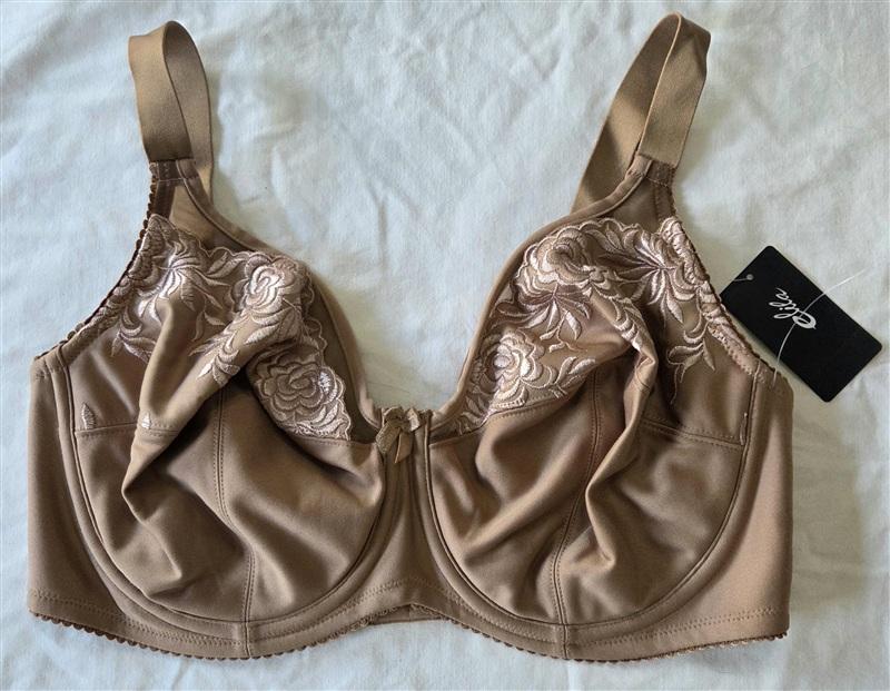 NWT Elila 36F Embroidered Microfiber Underwire Bra 2401 Beige 133330
