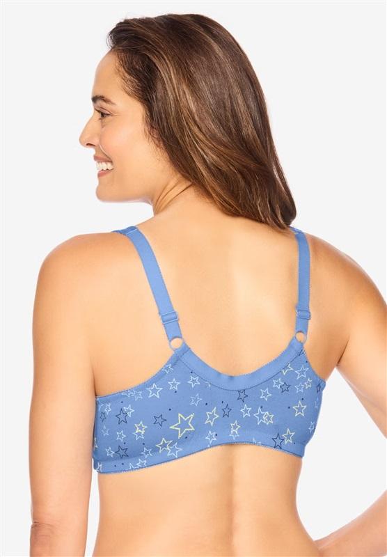 NWOT Comfort Choice 54G Wirefree Front Hook Seamless Bra Teal Floral 133336