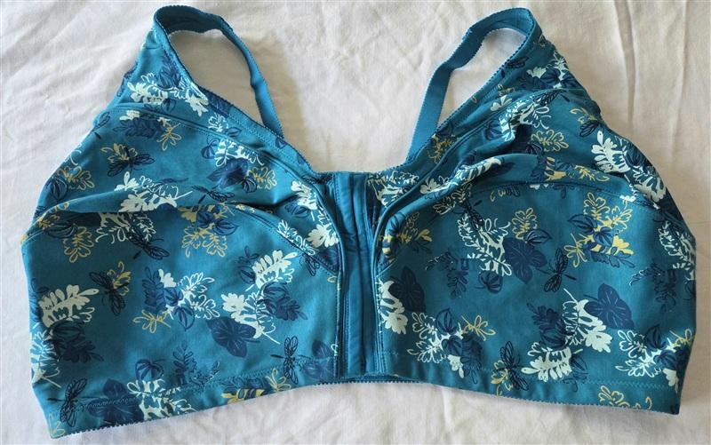 NWOT Comfort Choice 54G Wirefree Front Hook Seamless Bra Teal Floral 133336