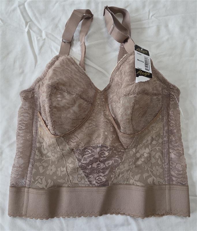 NWT Rago 34C Lacette Longline Wireless Expandable Cup Bra Mocha 133347