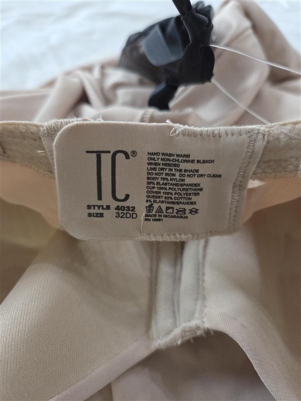 NWTD TC Fine Intimates 32DD Strapless Solutions Bra Slip 4032 Beige 133350