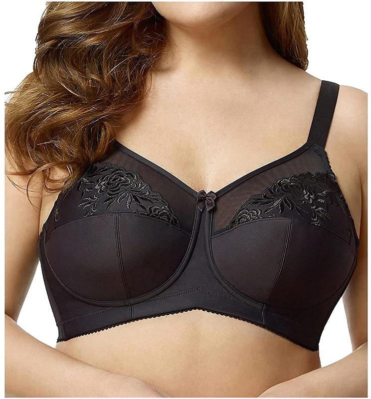 NWOT Elila 40B Embroidered Full-Figure Bra 1301 Black 133352