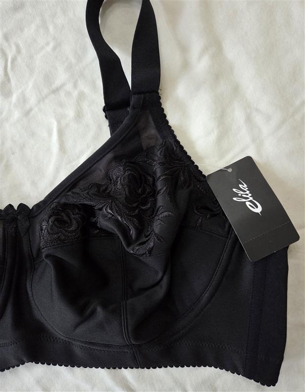 NWOT Elila 40B Embroidered Full-Figure Bra 1301 Black 133352