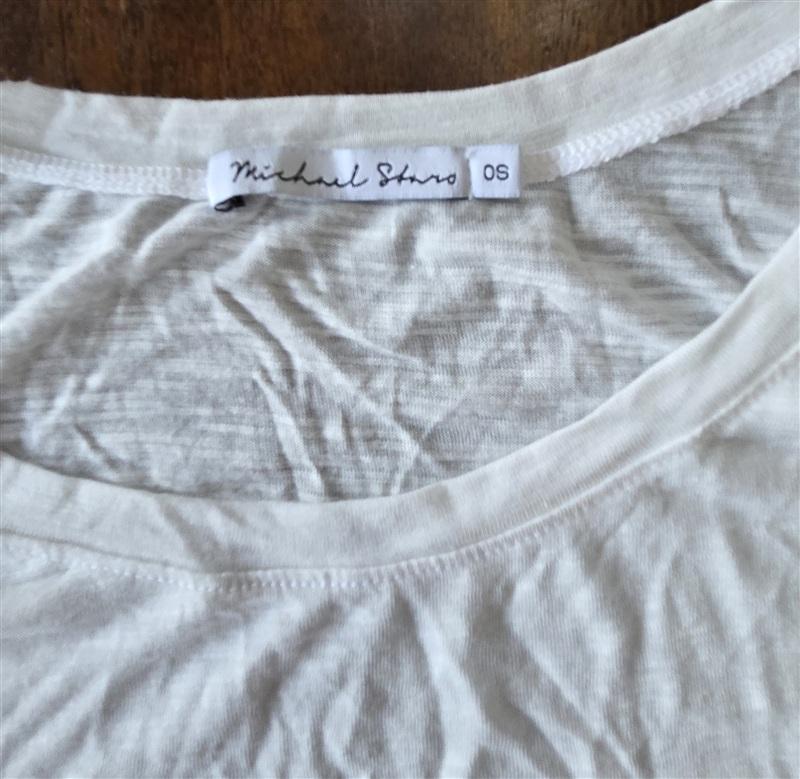 NWOT Michael Stars OS Crew Gather Tie Side Sleeveless T Shirt White 133359