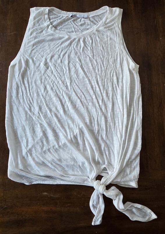 NWOT Michael Stars OS Crew Gather Tie Side Sleeveless T Shirt White 133359