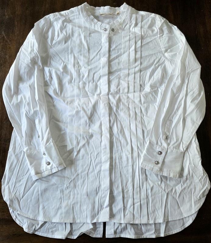 NWOT Soft Surroundings Petite L White Pleated Front Button Down Shirt 133360