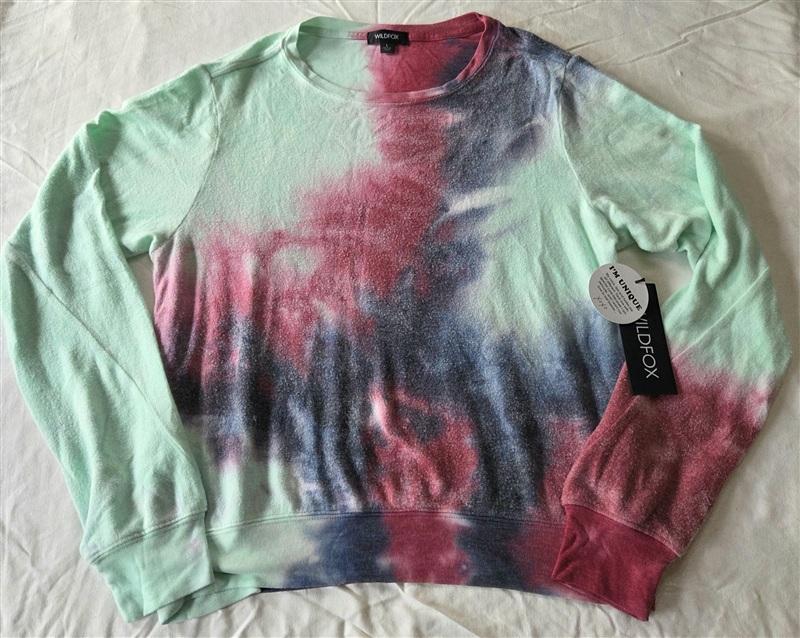 NWT Wildfox LG Baggy Beach Jumper Deep B Cloud Tie Dye 133361