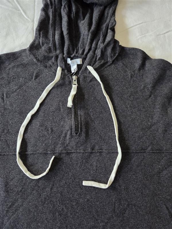 NWT Calme S Washable Cashmere Sporty Hoodie Sweater Gray 133365