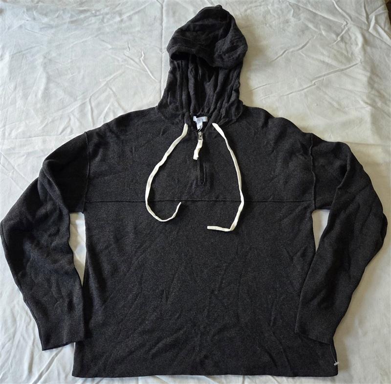 NWT Calme S Washable Cashmere Sporty Hoodie Sweater Gray 133365