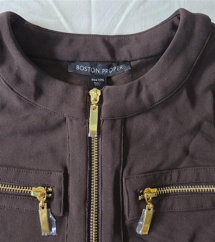 NWT Boston Proper XXS Beyond Travel Palazzo Jacket & Pants Brown 133366