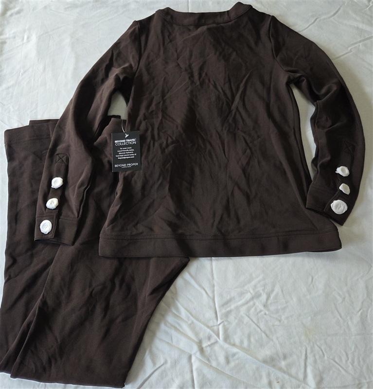 NWT Boston Proper XXS Beyond Travel Palazzo Jacket & Pants Brown 133366