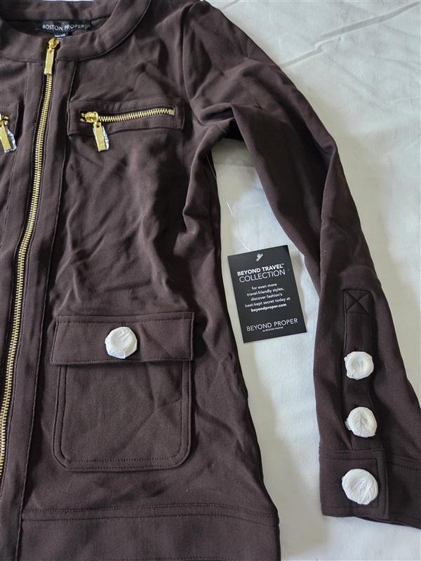 NWT Boston Proper XXS Beyond Travel Palazzo Jacket & Pants Brown 133366