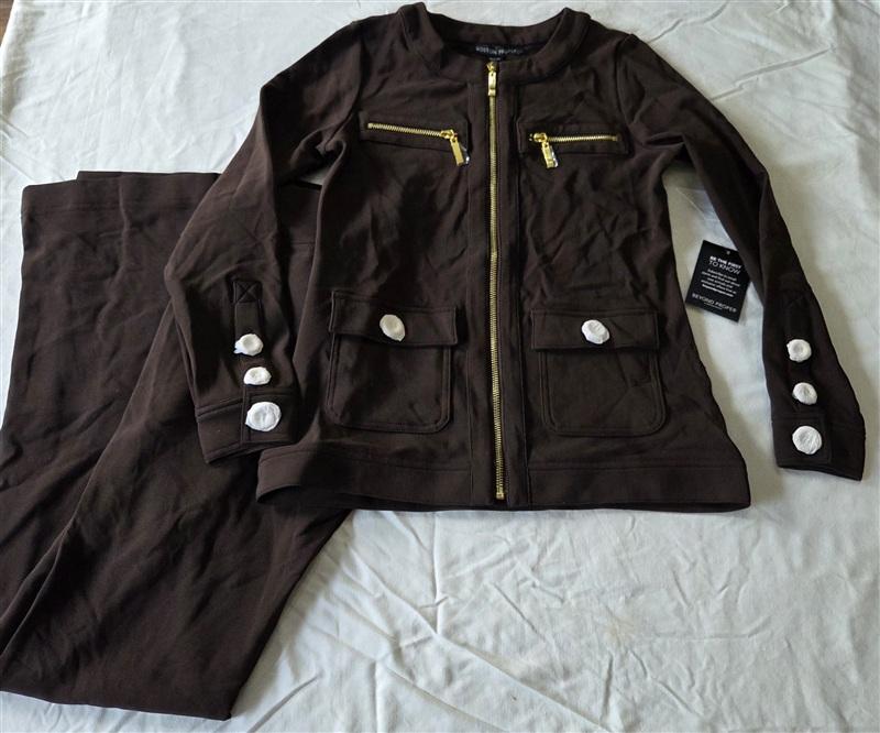 NWT Boston Proper XXS Beyond Travel Palazzo Jacket & Pants Brown 133366