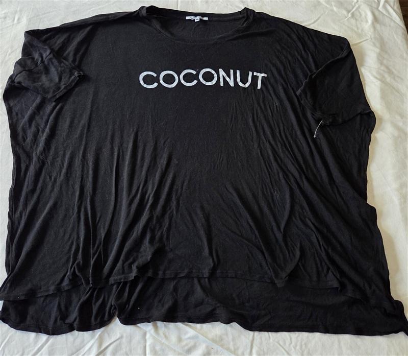 NWOT Wildfox L Coconut Black Oversize Swimsuit T Shirt Cover Up 133367