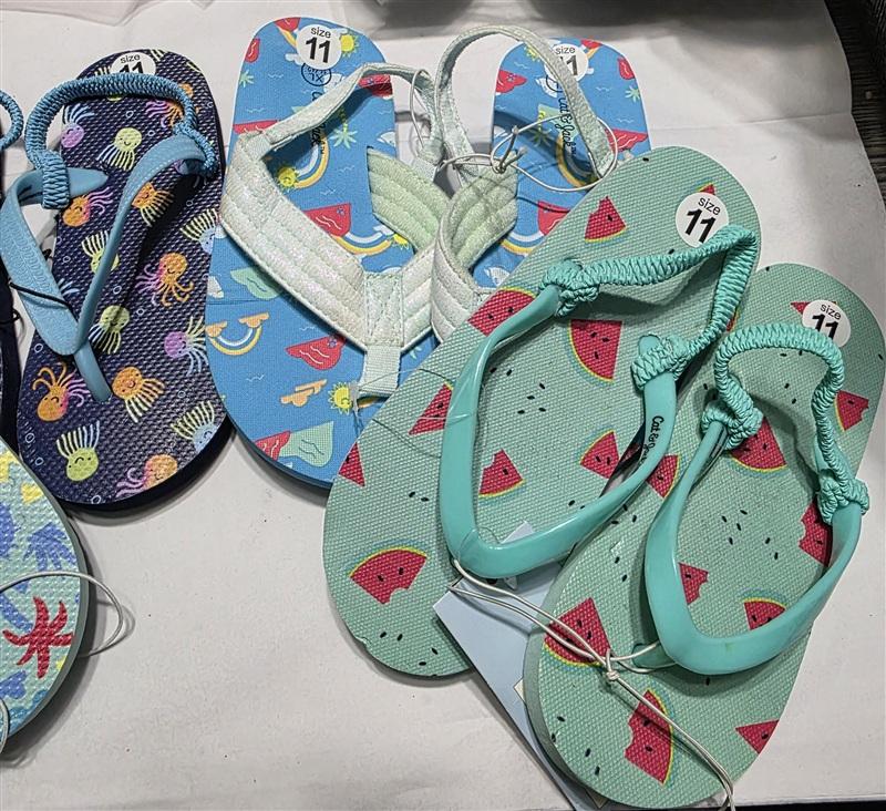 NEW Cat & Jack 11/12 Child 4pr Unisex Flip Flop Thong Sandal 133372