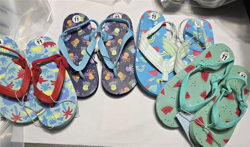 NEW Cat & Jack 11/12 Child 4pr Unisex Flip Flop Thong Sandal 133372
