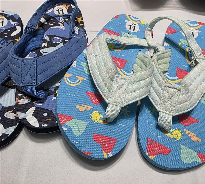 NEW Cat & Jack 11/12 Child 2pr Unisex Flip Flop Thong Sandal 133373