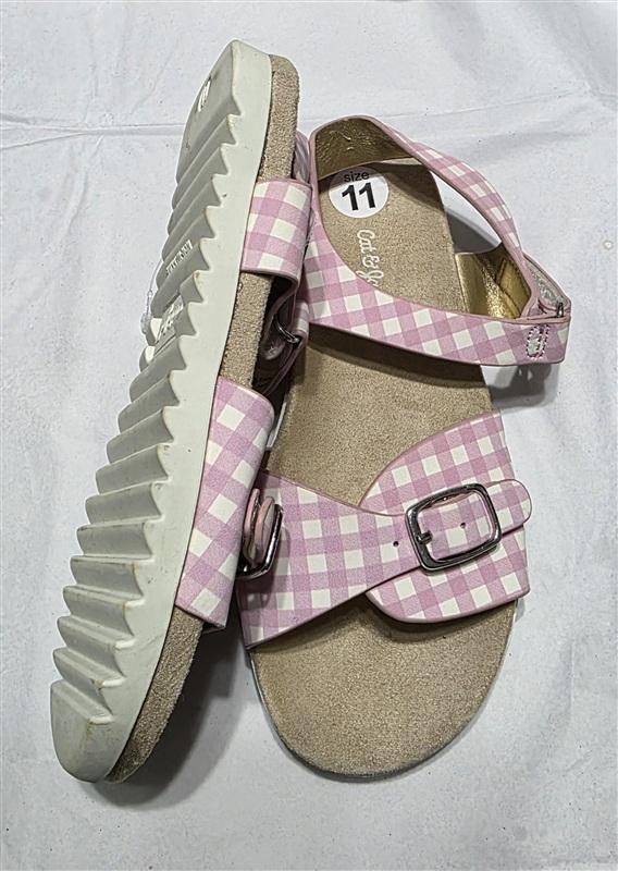 NEW Cat & Jack 11 Shaelyn Pink Gingham Buckle Girls Comfort Sandal 133380