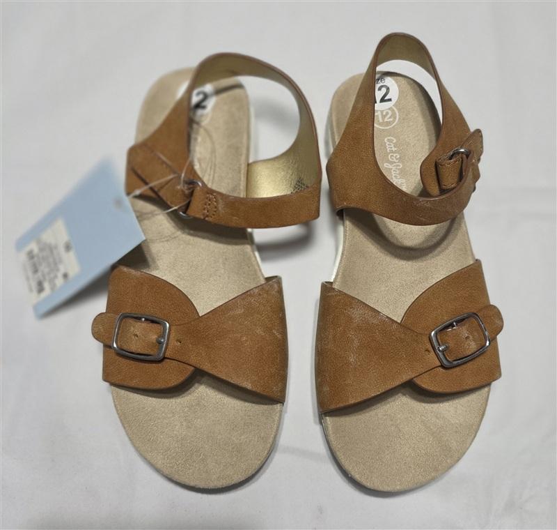 NEW Cat & Jack 12 Cognac Shaelyn Buckle Girls Comfort Sandal 133381