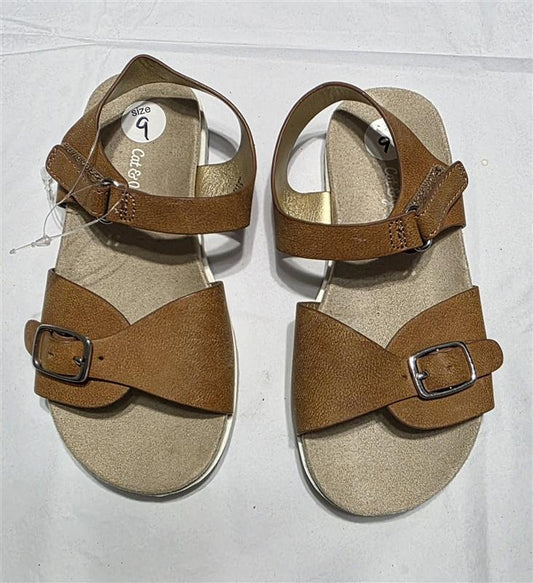 NEW Cat & Jack 9 Cognac Shaelyn Buckle Girls Comfort Sandal 133383