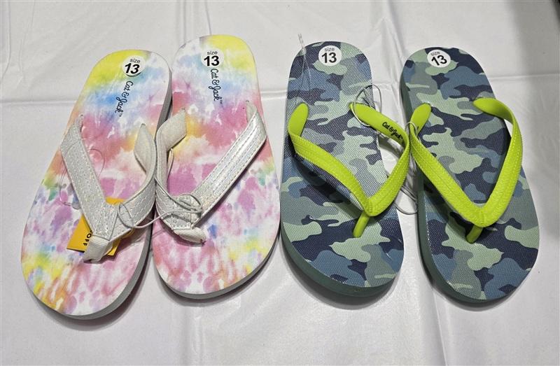 NEW Cat & Jack 13 Child 2pr Girls Flip Flop Thong Sandal 133391