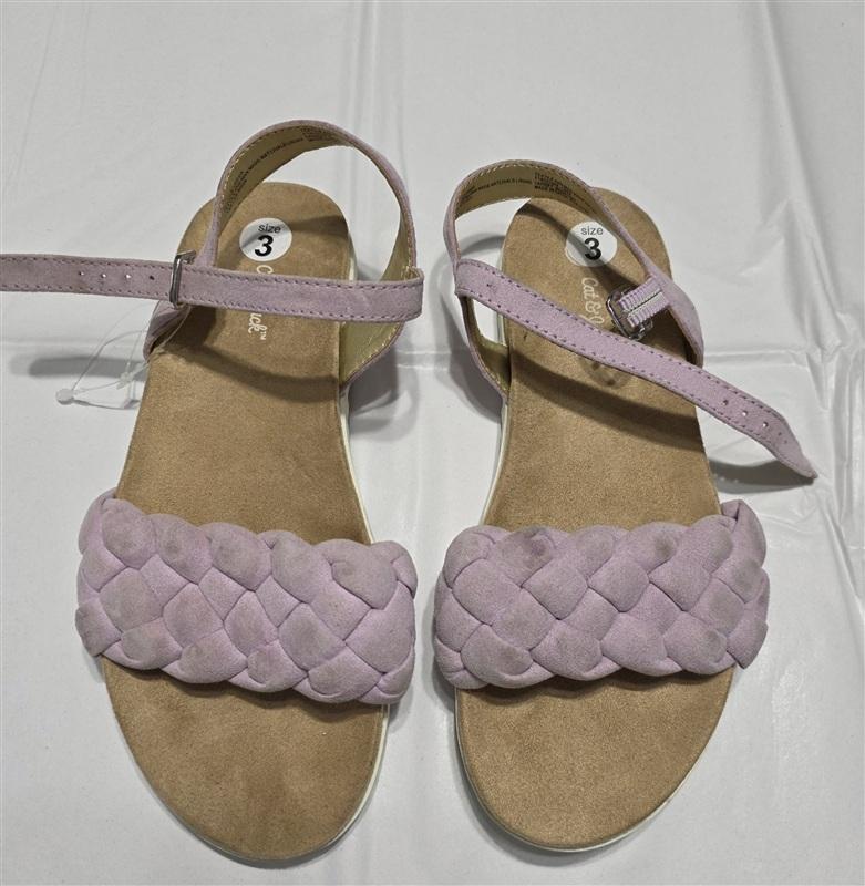 NEW Cat & Jack 3 Purple Braided Comfort Sandal White 133393