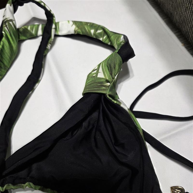 NWT WILDFOX M Palm Leaf Halter Top & tie Bikini Bottoms Reversible Swim 133396