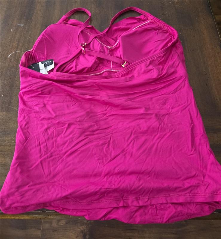 NWT La Blanca Goddess SZ 10 Berry Pink Twist Tankini Swim Top 133397