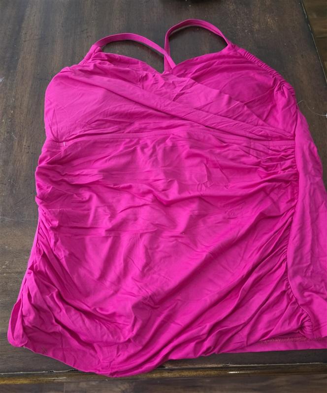 NWT La Blanca Goddess SZ 10 Berry Pink Twist Tankini Swim Top 133397