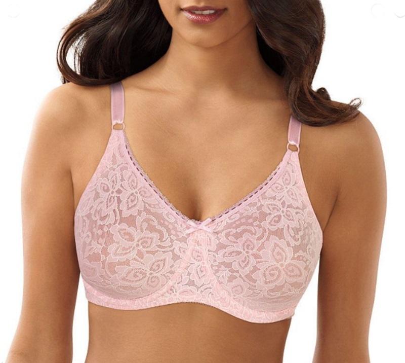 NWOT Bali 34C Lace 'N Smooth Seamless Cup Underwire Bra 3432 Pink 133398