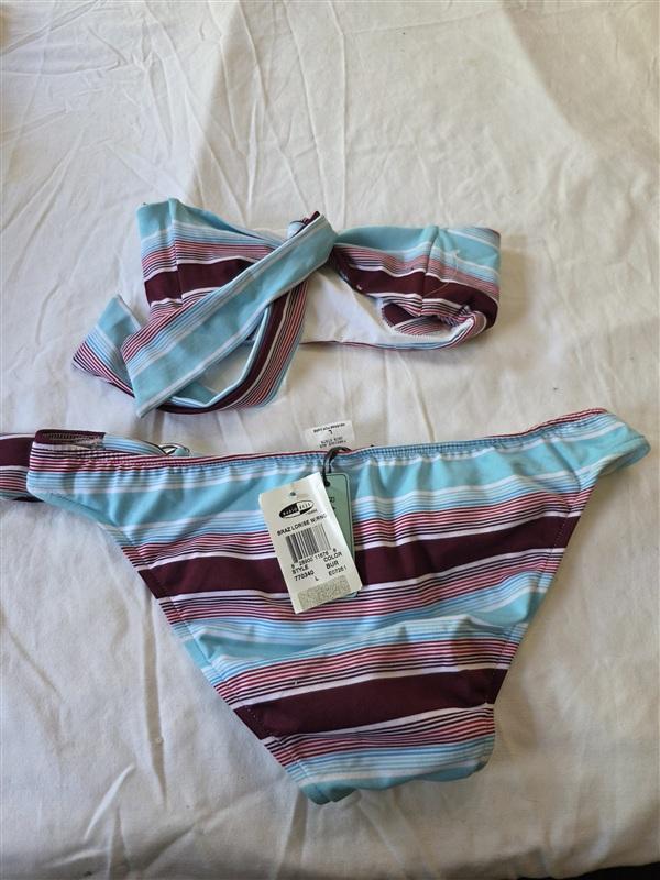 NWT Anthropologie Radio Fiji Striped Bandeau Bikini Swim Top & Bottom 133399