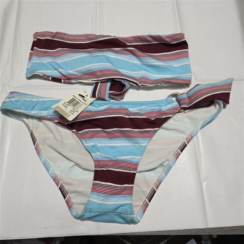 NWT Anthropologie Radio Fiji Striped Bandeau Bikini Swim Top & Bottom 133399