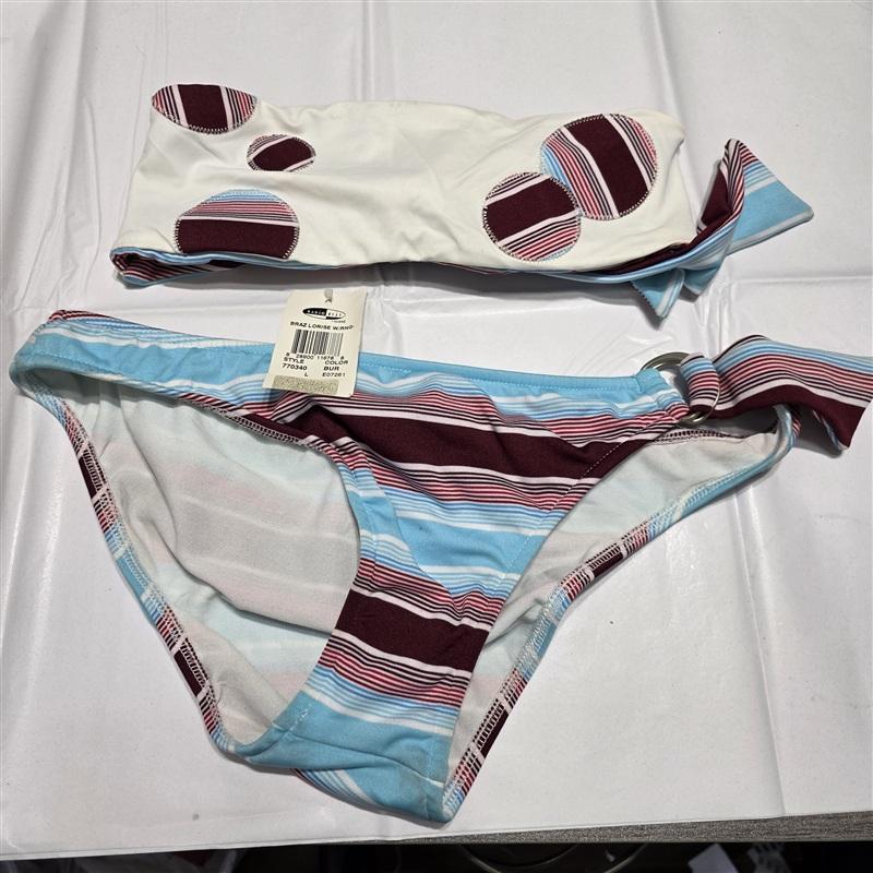 NWT Anthropologie Radio Fiji Striped Bandeau Bikini Swim Top & Bottom 133399