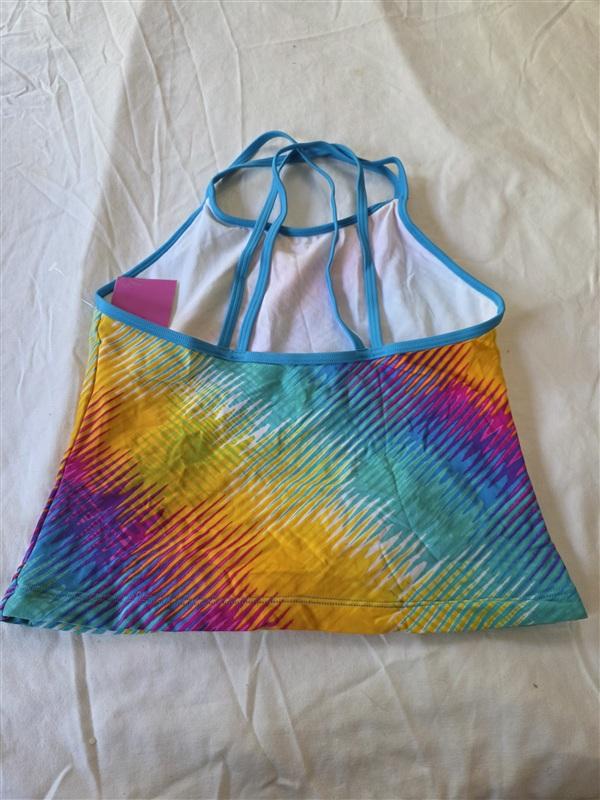 NWT Speedo 16 Girls Rainbow Stripe Tankini Top Swimsuit 133402