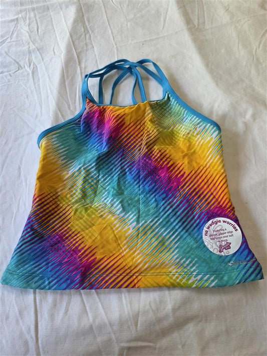 NWT Speedo 16 Girls Rainbow Stripe Tankini Top Swimsuit 133402