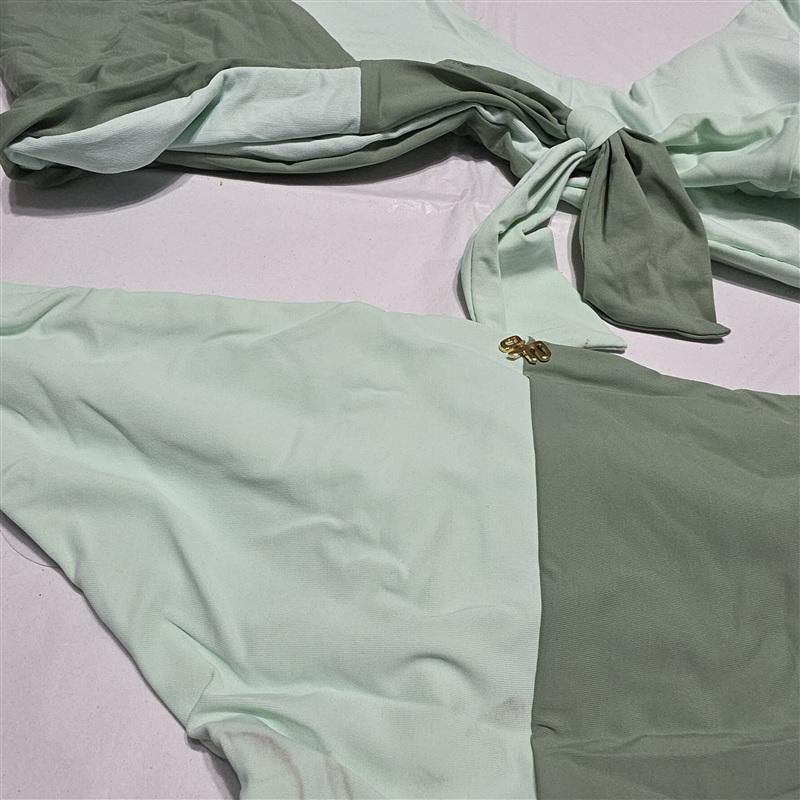 NWT Pilyq PQ Azura Two Tone L Teeny Bikini Top & Bottom Mint Green 133405