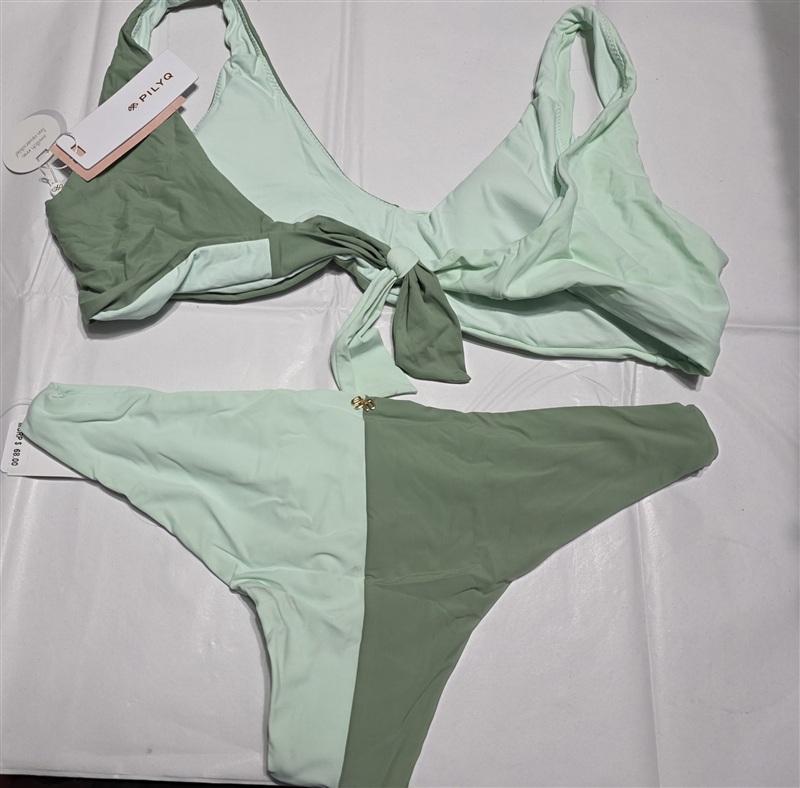 NWT Pilyq PQ Azura Two Tone L Teeny Bikini Top & Bottom Mint Green 133405